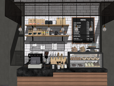 现代收银台SU模型下载