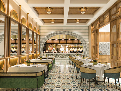 东南亚自助餐厅SU模型下载