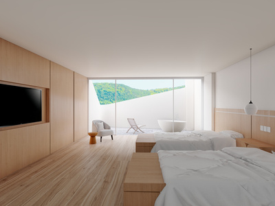 【SU悬赏模型】现代风格酒店客房SU模型下载