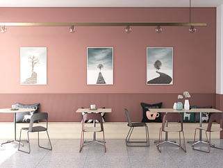 现代咖啡厅SU模型下载