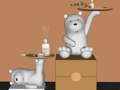 现代雕塑摆件SU模型下载