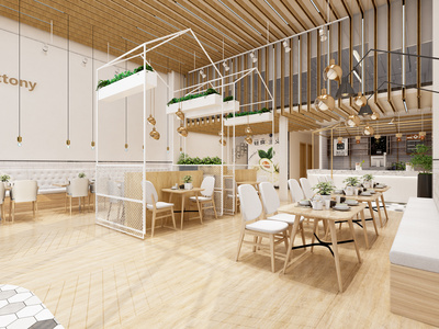 北欧奶茶店SU模型下载