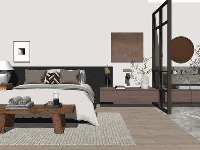 现代民宿SU模型下载