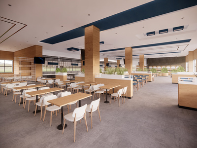 现代员工食堂餐厅SU模型下载