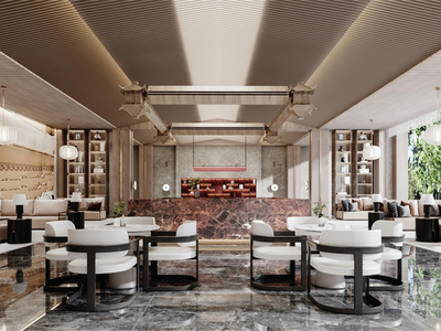 现代酒店大堂SU模型下载