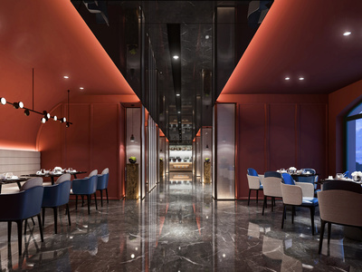 现代中餐厅SU模型下载