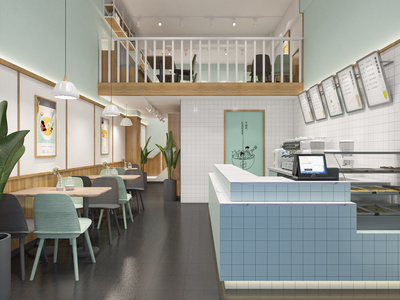 北欧奶茶店SU模型下载