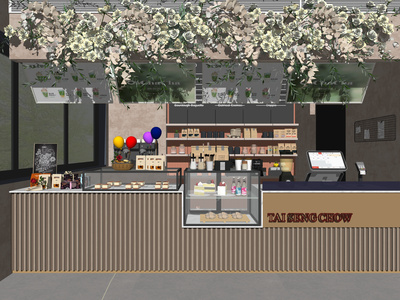 现代奶茶店SU模型下载